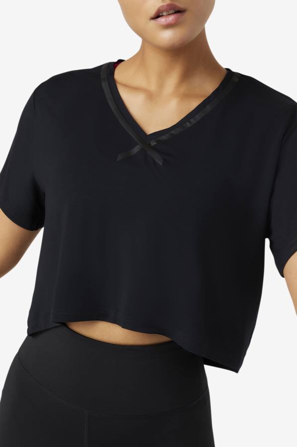 2HNL1859 черен FILA fi-lux high-low crop top черна фила