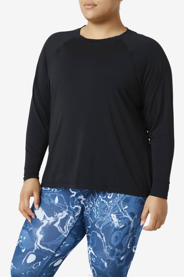 2HNL1897 черен FILA fila fi-lux мрежест гръб с дълги ръкави, черно