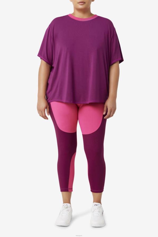 2HNL1921 магента лилаво FILA fila fi-lux горнище с къс ръкав магента лилаво