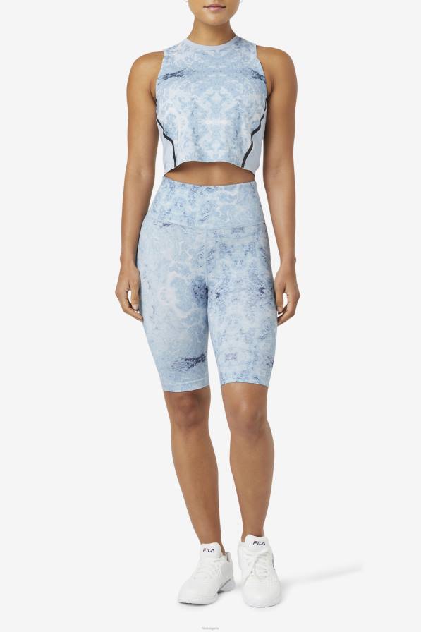 2HNL1925 синя мъгла/черно FILA повдигнат атлетичен кратък топ синя мъгла/черна фила