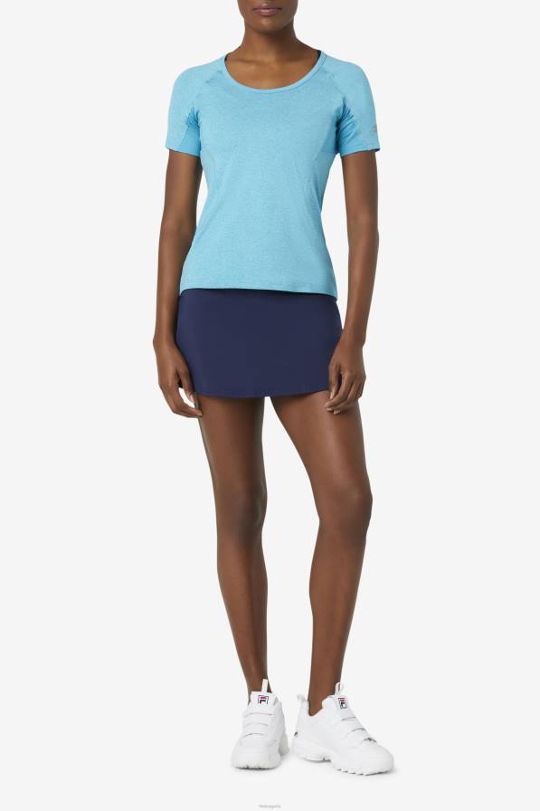 2HNL2024 тюркоазен хедър FILA горнище с къс ръкав от тюркоазена пиренка