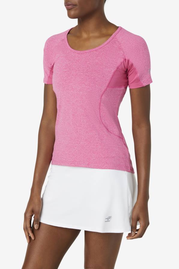 2HNL2026 розов блясък хедър FILA горнище с къс ръкав fila pink glow heather pickleball