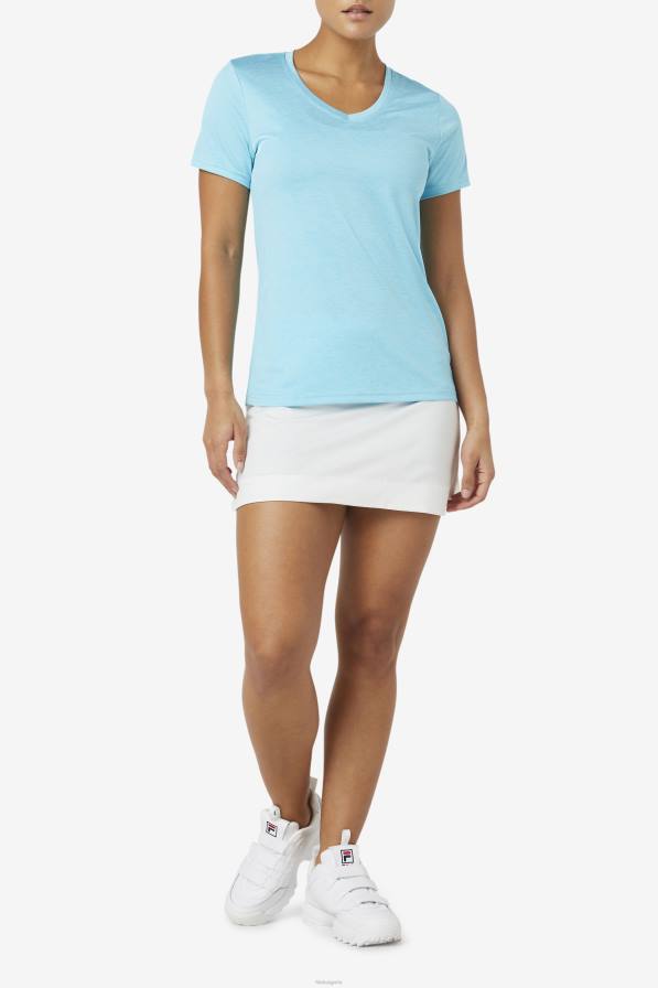 2HNL2029 синя риба хедър FILA fila pickleball копринено v-образно деколте синя риба хедър