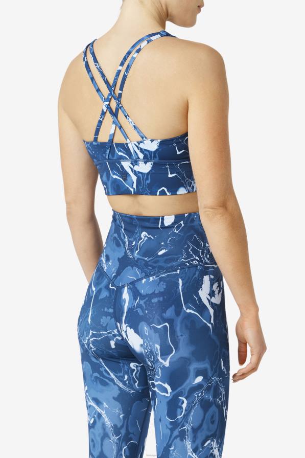 2HNL1791 морски мрамор FILA тъмносиня мраморна горна част на сутиен с повдигната кръстосана задна част