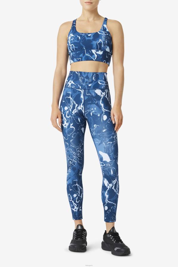 2HNL1791 морски мрамор FILA тъмносиня мраморна горна част на сутиен с повдигната кръстосана задна част