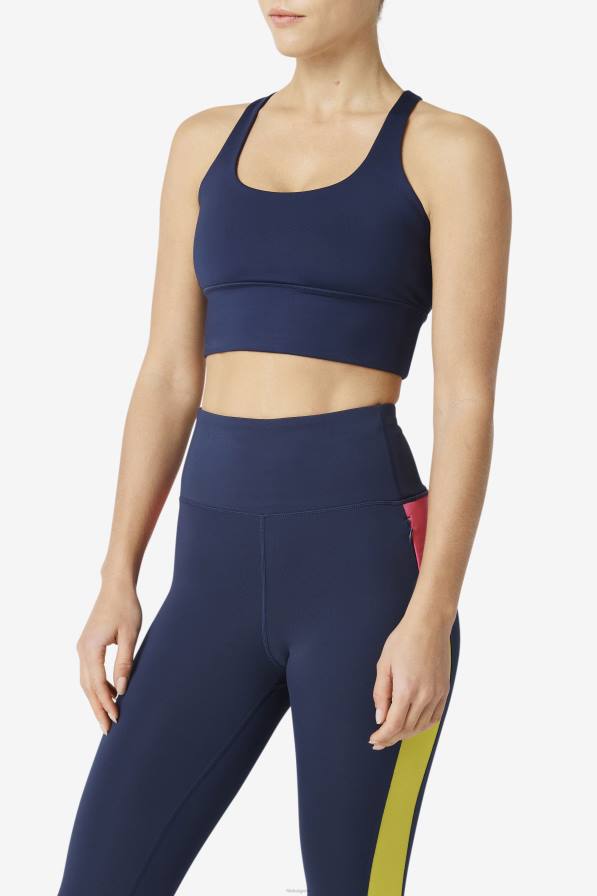 2HNL1793 военноморски флот FILA горна част на сутиен с кръстосано повдигане на гърба тъмносиня фила