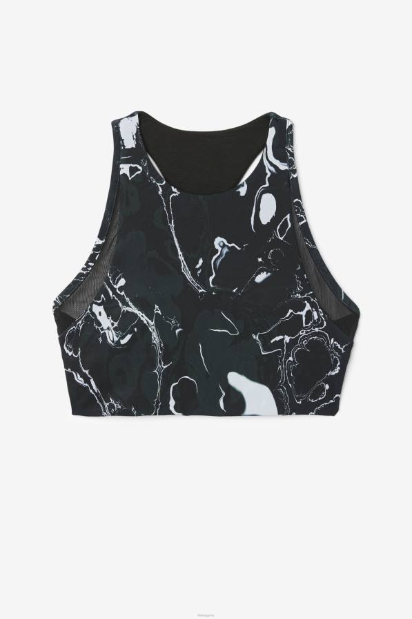 2HNL1795 черен мрамор FILA fila повдигнат спортен сутиен с t-back черен мрамор