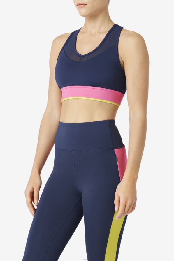 2HNL1805 флот/азалия/сяра FILA повдигната горна част на сутиена със състезателна облегалка тъмносин/азалия/сяра