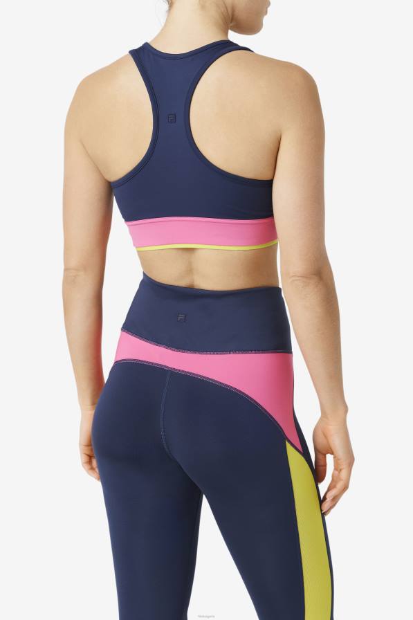 2HNL1805 флот/азалия/сяра FILA повдигната горна част на сутиена със състезателна облегалка тъмносин/азалия/сяра
