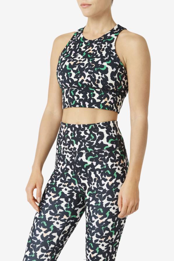 2HNL1814 черно животно FILA повдигнат спортен сутиен с високо деколте fila черно животно