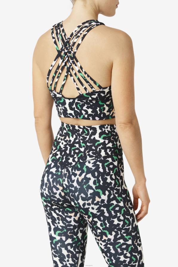 2HNL1814 черно животно FILA повдигнат спортен сутиен с високо деколте fila черно животно