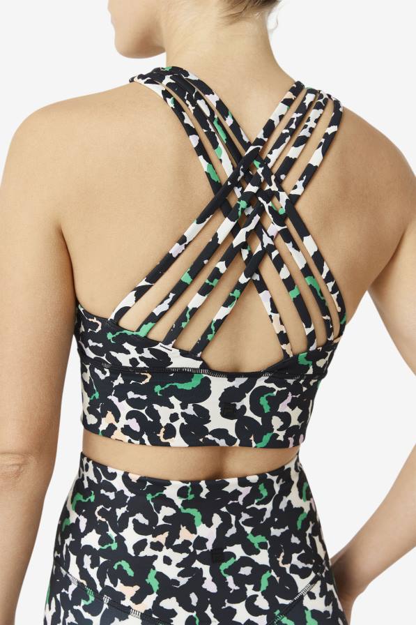 2HNL1814 черно животно FILA повдигнат спортен сутиен с високо деколте fila черно животно