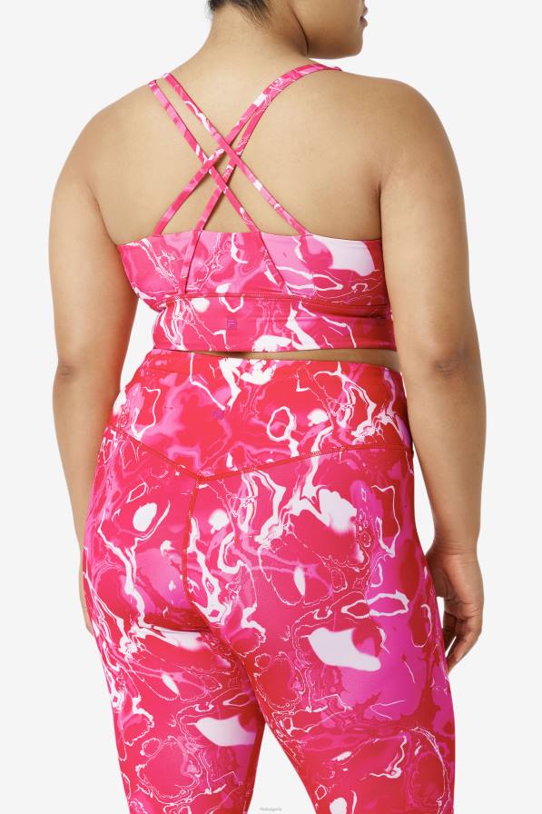 2HNL1828 розов мрамор FILA fila розов мраморен горен сутиен с кръстосано повдигане на гърба