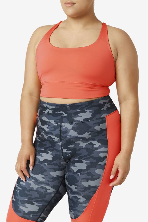 2HNL1830 горещ корал FILA горещо коралово повдигане на сутиен с кръстосана част на гърба fila