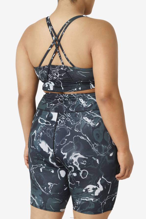 2HNL1832 черен мрамор FILA горна част на сутиен с кръстосано повдигане на гръб фила черен мрамор