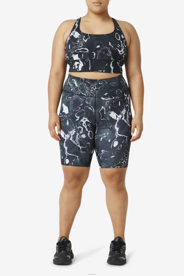 2HNL1832 черен мрамор FILA горна част на сутиен с кръстосано повдигане на гръб фила черен мрамор