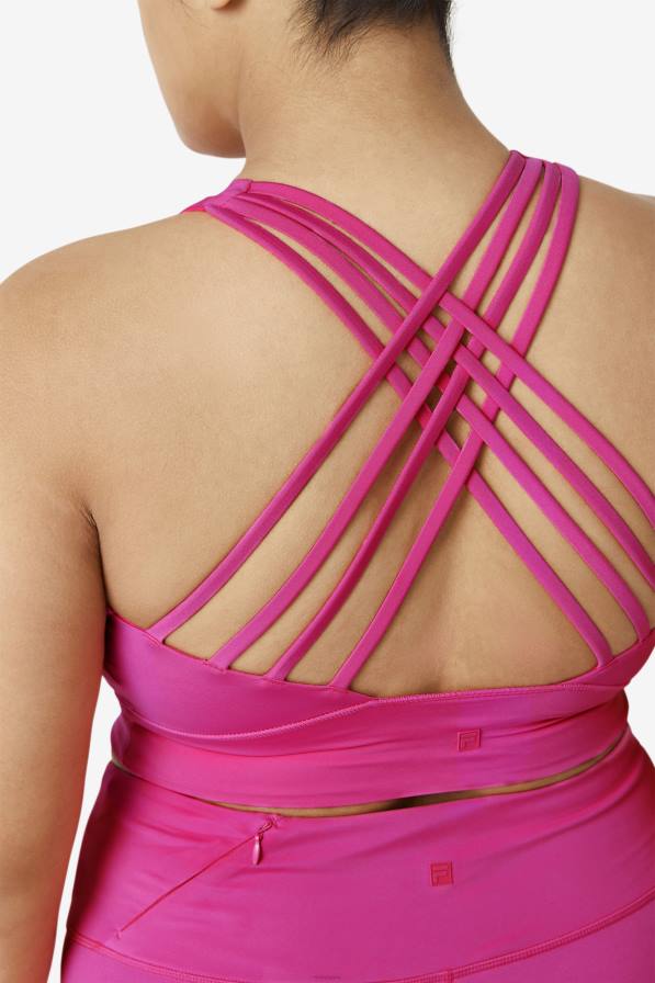 2HNL1839 ярко розово FILA ярко розов спортен сутиен с високо деколте