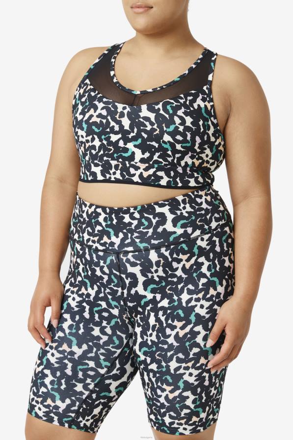 2HNL1853 черен животински принт FILA повдигнат сутиен със състезателна облегалка черен животински принт fila