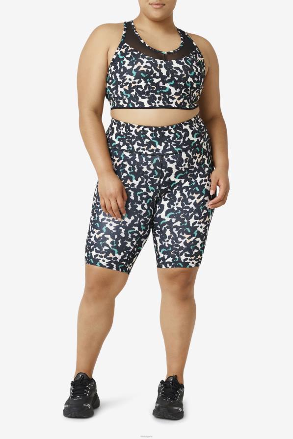 2HNL1853 черен животински принт FILA повдигнат сутиен със състезателна облегалка черен животински принт fila