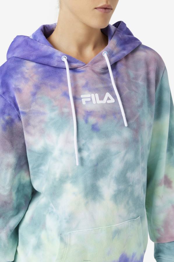 2HNL1527 аруба синя боя за вратовръзка FILA суичър с качулка aruba blue tie dye fila aerolynn tie dye