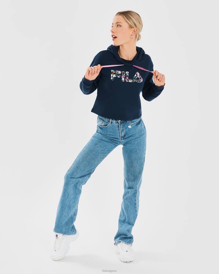 2HNL2806 военноморски флот FILA Дамска суичър с качулка lucy в темно синьо fila