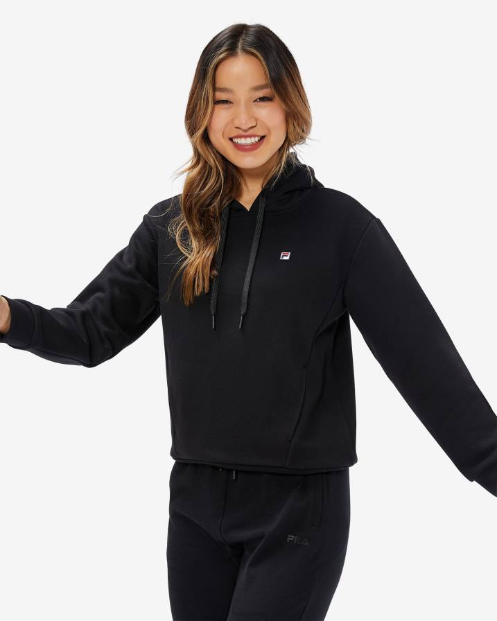 2HNL2955 черен FILA черна дамска качулка с бадж