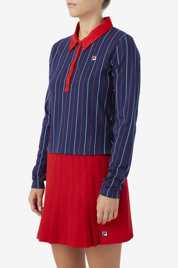 2HNL1385 тъмносиньо/червено/бяло FILA Поло с дълъг ръкав jada синьо/червено/бяло