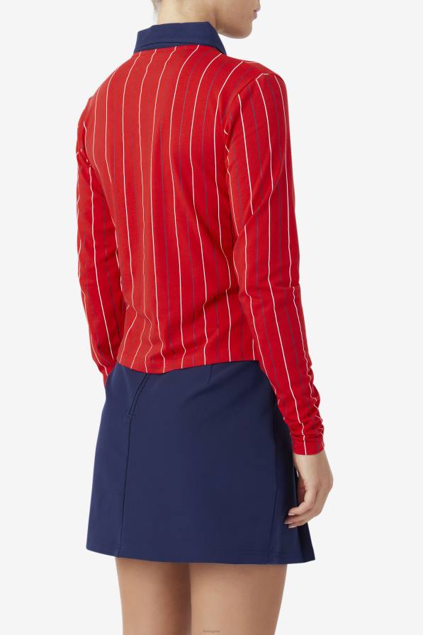 2HNL1386 червен FILA червено поло с дълъг ръкав Jada