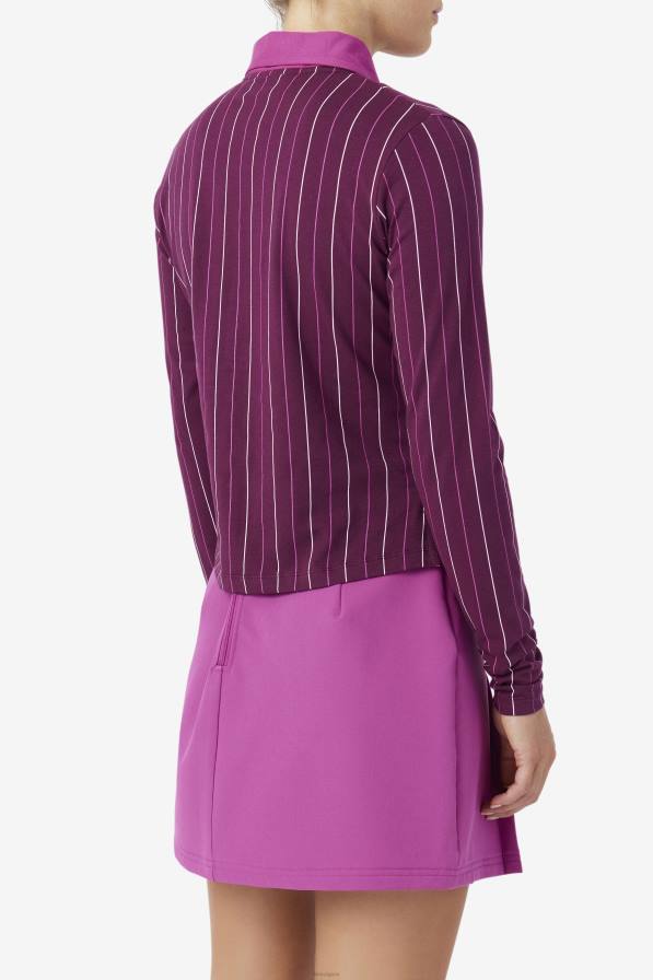 2HNL1387 гроздово вино/руж/потпури FILA fila jada поло с дълъг ръкав grape wine/rouge/potpourri