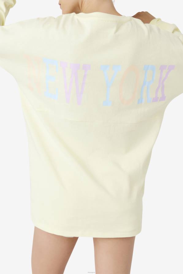 2HNL1467 нежно жълто FILA нежно жълта голяма тениска с дълъг ръкав