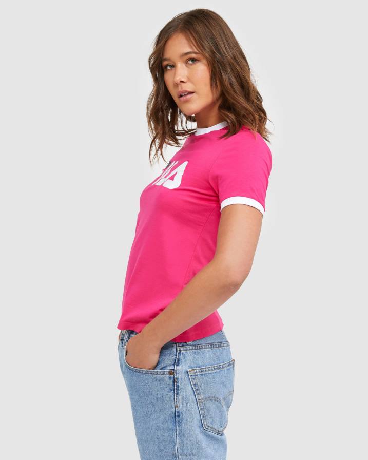 2HNL2897 цвекло FILA класическа дамска тениска тип рингер цвекло фила