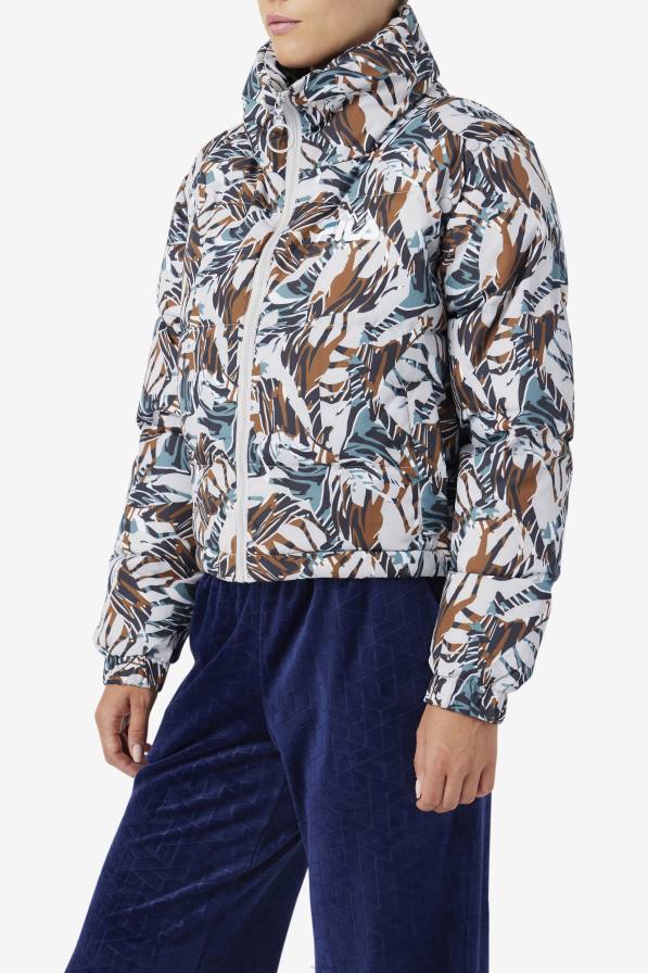 2HNL1785 печат на жираф FILA изрязано пухено яке с щампа на жираф и фила лорета