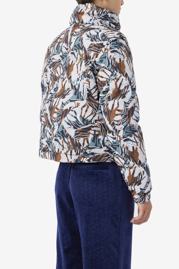 2HNL1785 печат на жираф FILA изрязано пухено яке с щампа на жираф и фила лорета