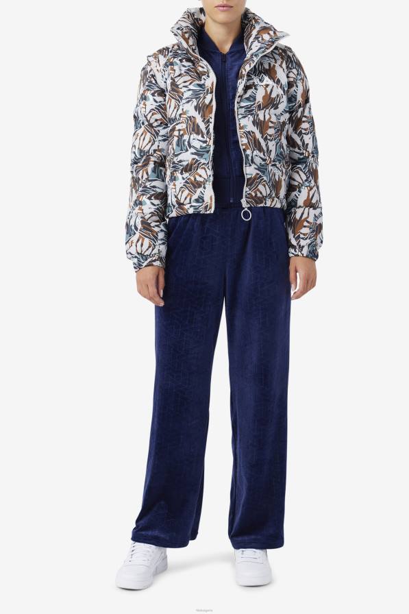 2HNL1785 печат на жираф FILA изрязано пухено яке с щампа на жираф и фила лорета