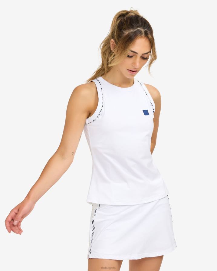 2HNL2920 бял печат на фиджи FILA потник с високо деколте fila white fiji print