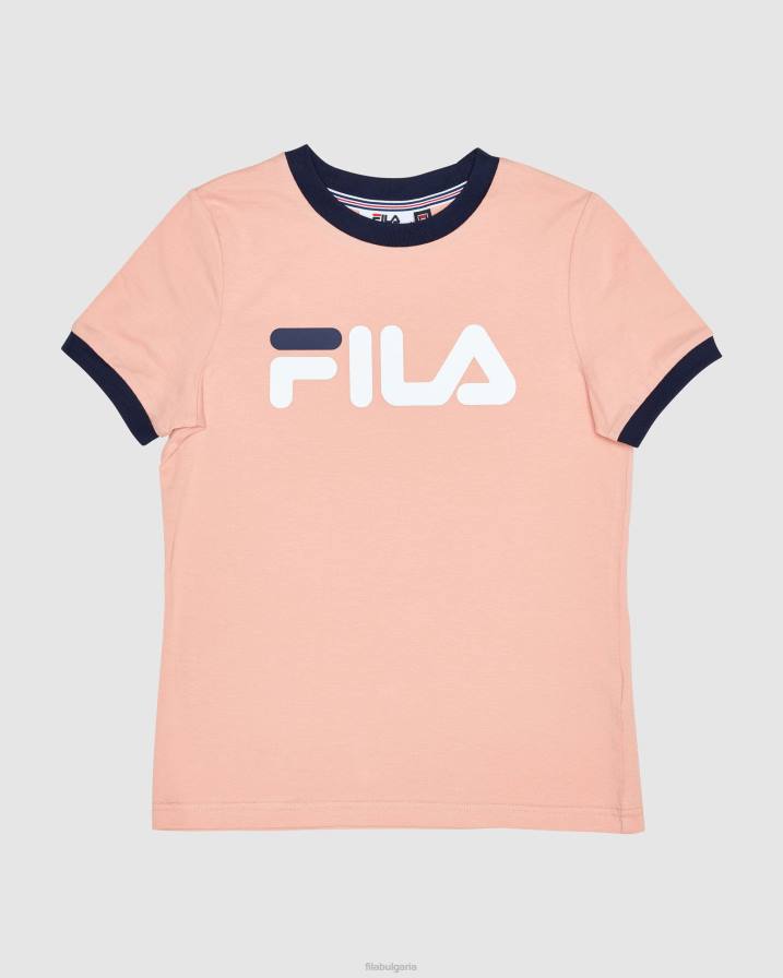2HNL3127 мека роза FILA fila класическа момичешка тениска със звънец мека роза