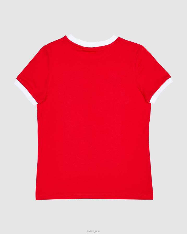 2HNL3131 червен FILA класическа тениска с пръстен за момиче червена фила