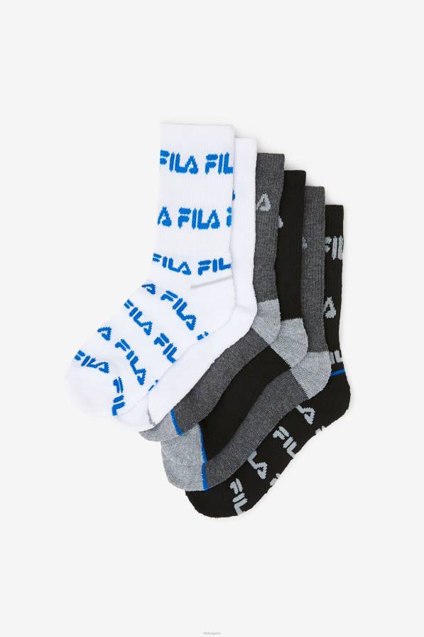 2HNL1058 черно мулти FILA детски чорап crew 6-опаковка fila черен мулти