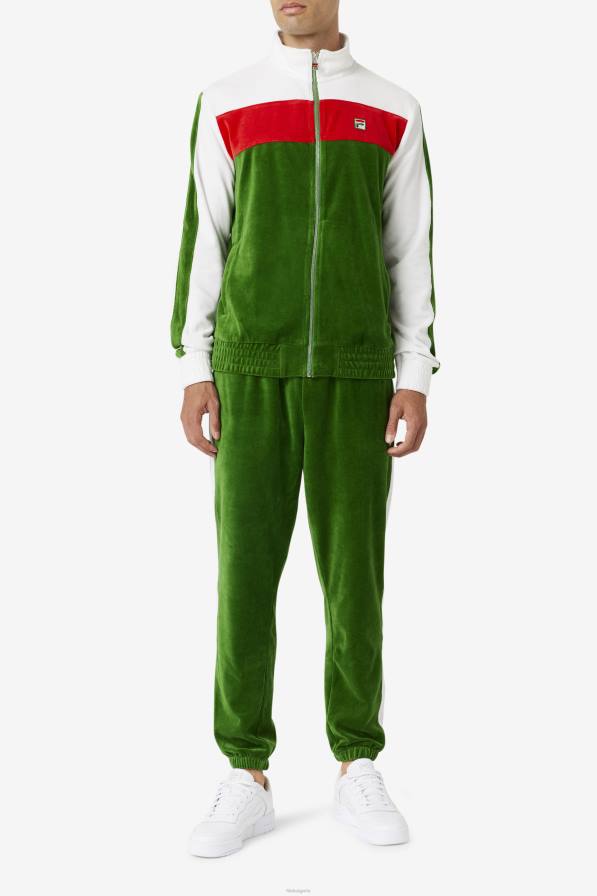 2HNL568 официална градина/бяло/червено FILA официален градински/бял/червен велурен панталон