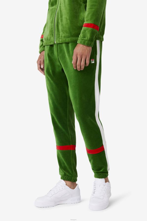 2HNL582 официална градина/бяло/червено FILA официален градински/бял/червен панталон от велур от фила