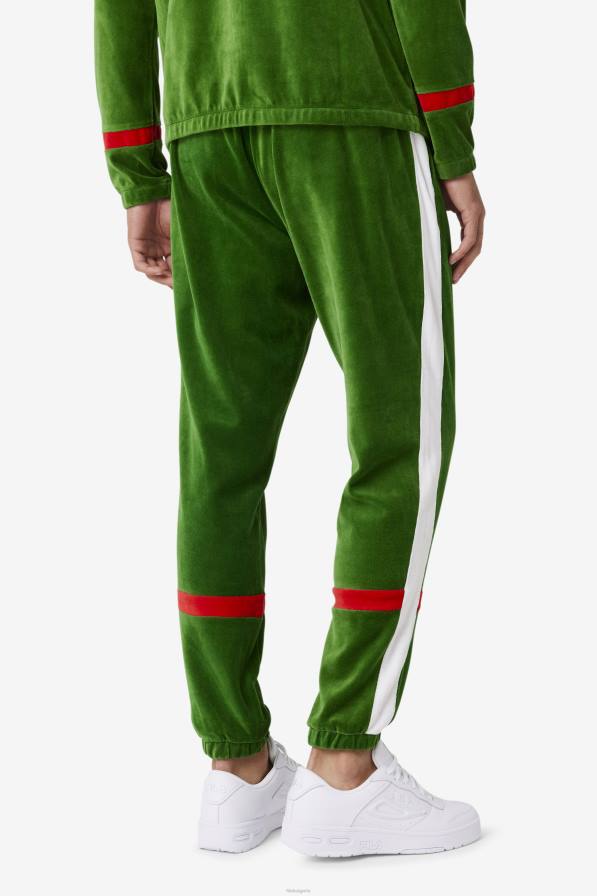 2HNL582 официална градина/бяло/червено FILA официален градински/бял/червен панталон от велур от фила