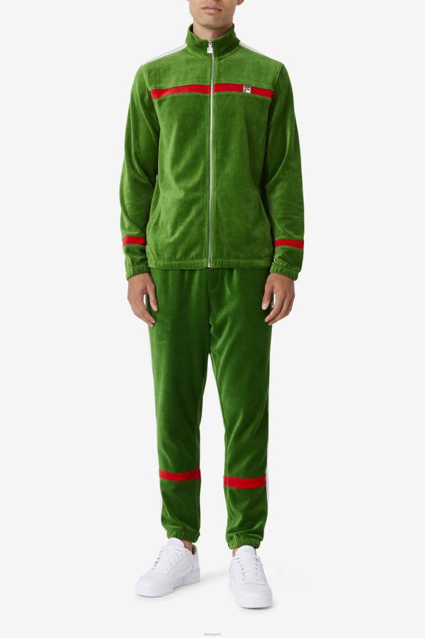 2HNL582 официална градина/бяло/червено FILA официален градински/бял/червен панталон от велур от фила