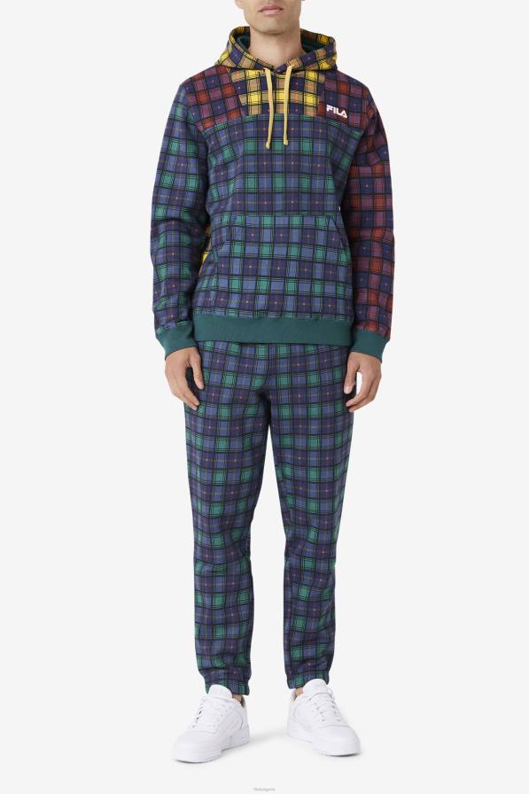 2HNL480 юни буболечка / ревен / флот FILA june bug/rhubarb/navy общежитие карирана качулка fila