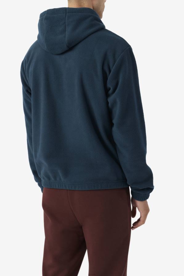 2HNL506 синьозелен FILA суичър с качулка от фин полар