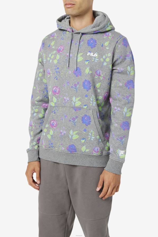 2HNL548 Хедър/флорален принт FILA суичър с качулка ashokane fila heather/floral print