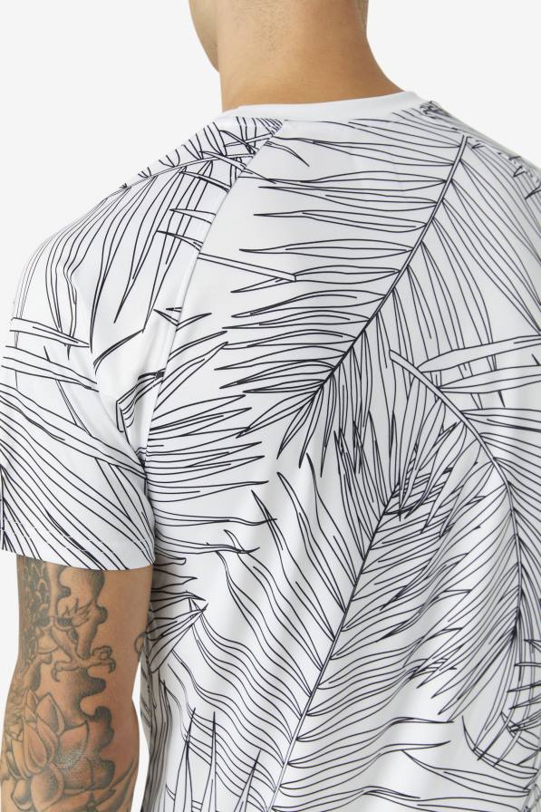 2HNL1112 бял отпечатък на длан/бял FILA Pickleball с къс ръкав crew fila бял печат на длан/бял