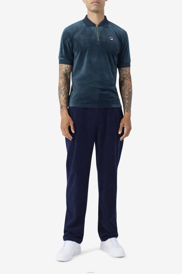 2HNL411 синьозелен FILA велурено поло teal fila devon