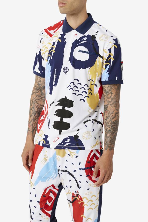 2HNL417 бяло/шушляк/червено FILA бяло/бело палто/червено фила фила x музейното поло с щампа