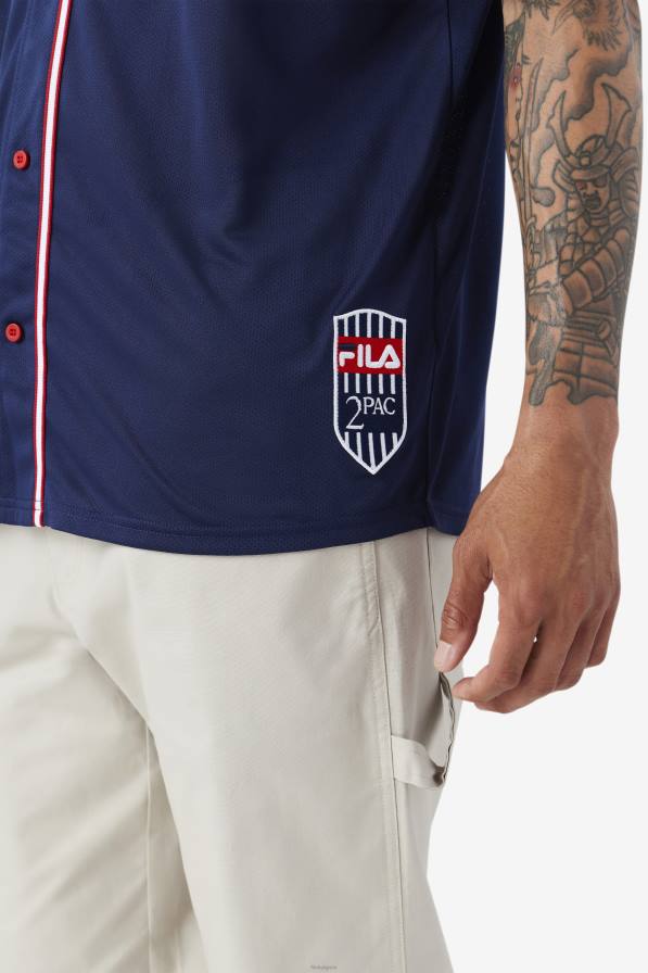 2HNL212 тъмносиньо/червено/бяло FILA 2pac бейзболна фланелка fila синьо/червено/бяло