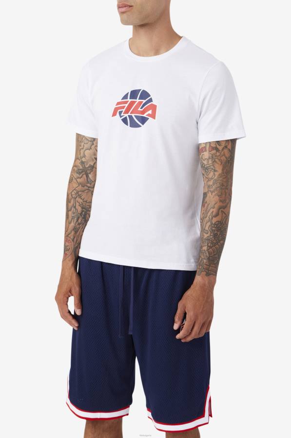 2HNL222 бяло/морско/червено FILA бяла/тъмносиня/червена тениска nomi fila